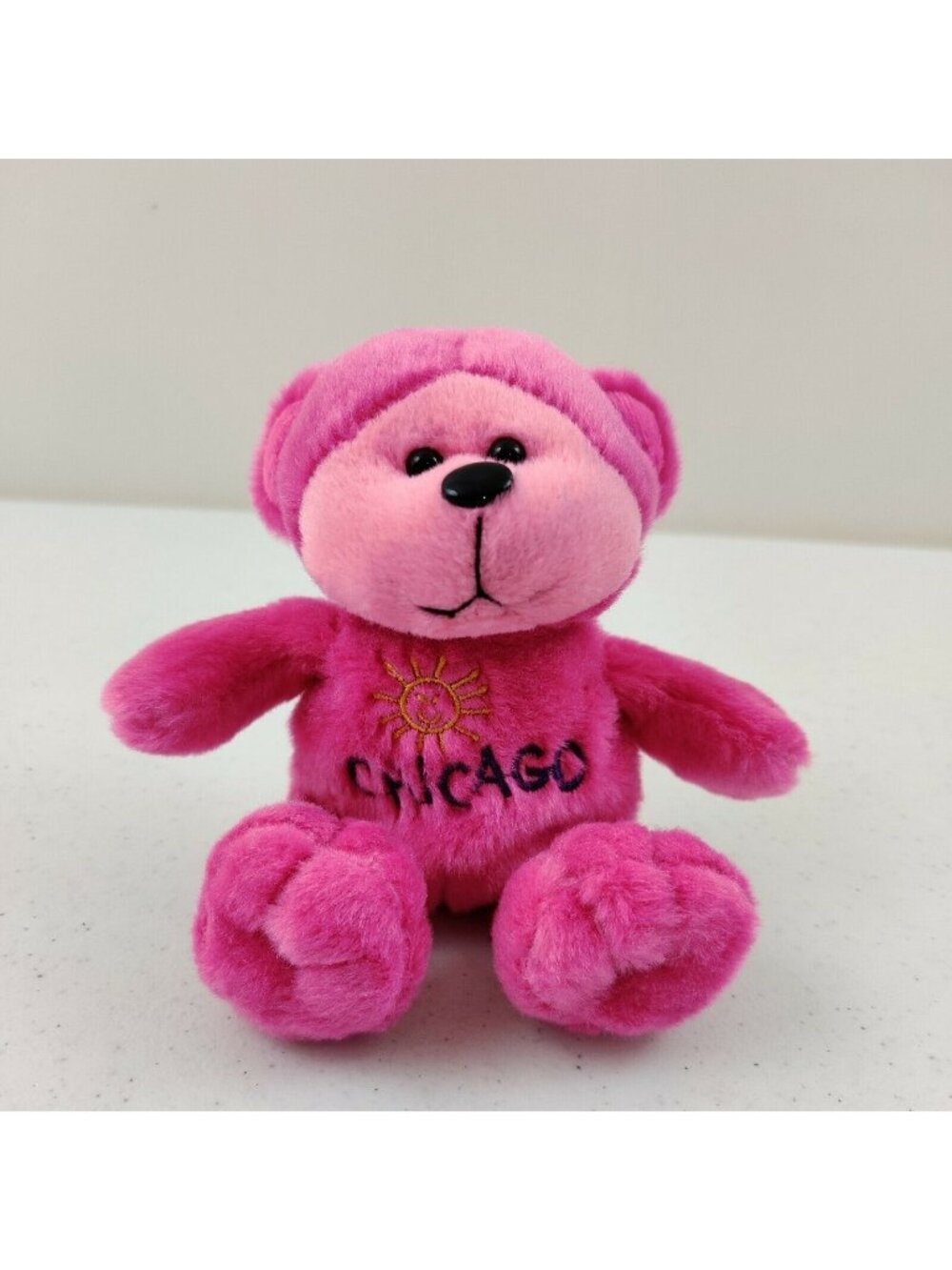 Plushland Pink Chicago Teddy Bear Plush 7" Embroidered Collectible Souvenir Ador